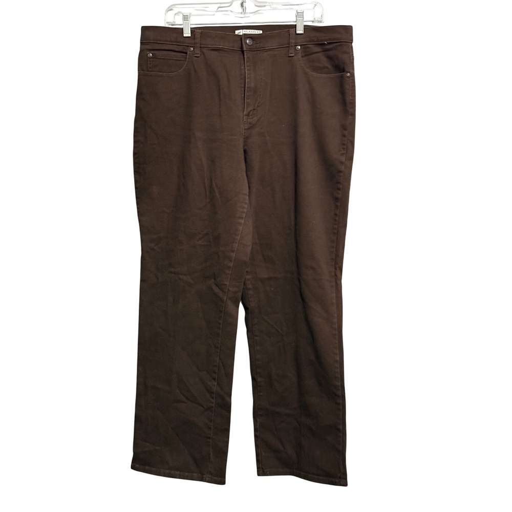 Lee Relaxed Fit Pants Womens 16 Medium Brown Straight Leg Mid Rise Casual Pants